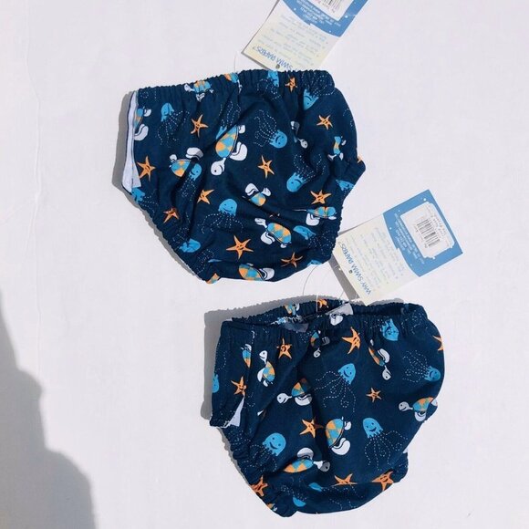 My Swim Baby Diaper Navy Sea Friends Set Of 2 Size Medium & Large - Picture 2 of 2